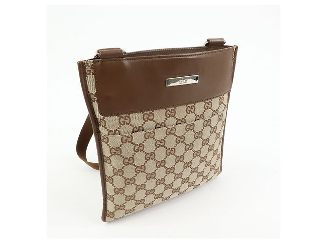 Borsa a tracolla e spalla GUCCI GG Canvas Leather Brown 27639 - vista 4