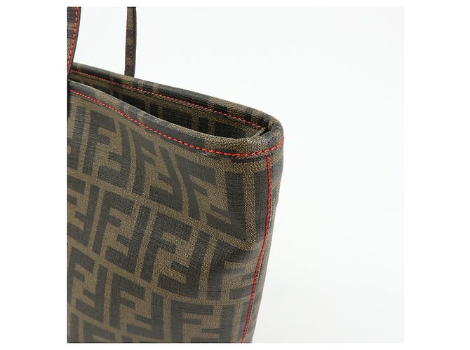 Borsa Tote e Borsa a Tracolla FENDI Zucca PVC Marrone Nero 8BH198 - vista 13
