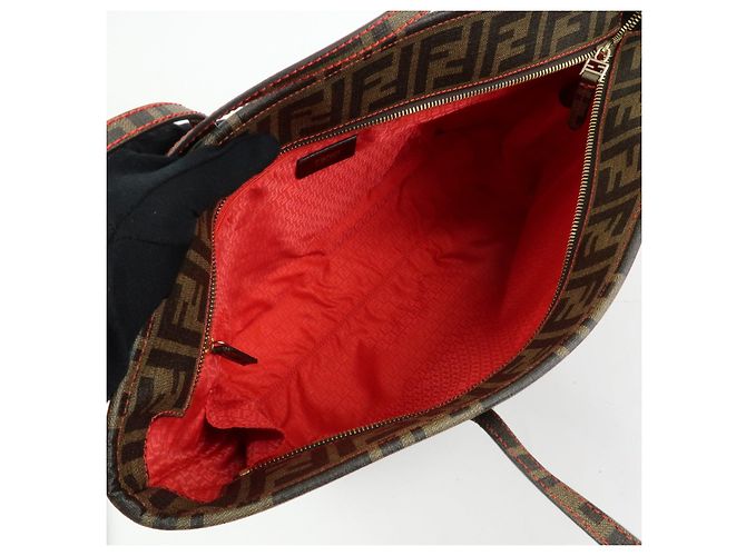 Borsa Tote e Borsa a Tracolla FENDI Zucca PVC Marrone Nero 8BH198 - vista 17