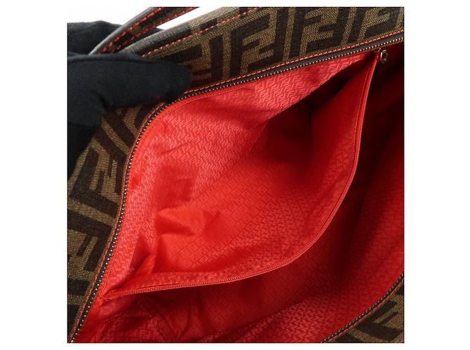 Borsa Tote e Borsa a Tracolla FENDI Zucca PVC Marrone Nero 8BH198 - vista 18