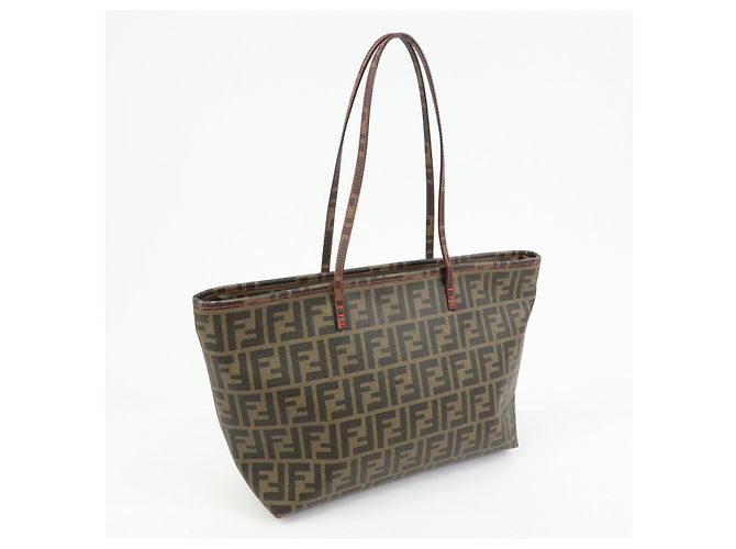 Borsa Tote e Borsa a Tracolla FENDI Zucca PVC Marrone Nero 8BH198 - vista 4