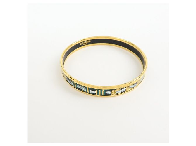 Hermès HERMES Email PM Bracciale Rigido Placcato Oro Verde Scuro - vista 4