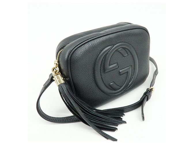 Borsa a tracolla e spalla GUCCI SOHO in pelle Nero 308364 - vista 4