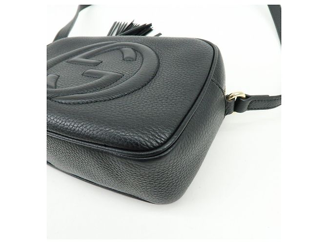Borsa a tracolla e spalla GUCCI SOHO in pelle Nero 308364 - vista 7