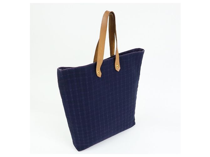 Hermès HERMES Amedaba GM Canvas Leder Tote Bag Navy Purple - Ansicht 4