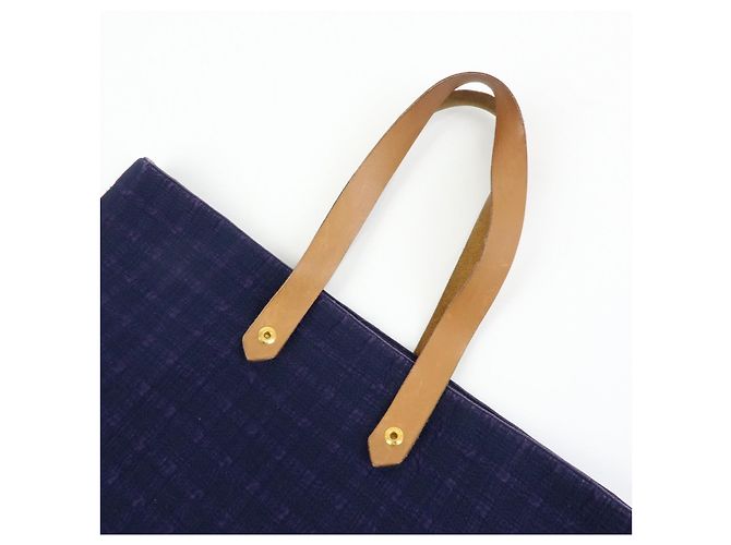 Hermès HERMES Amedaba GM Canvas Leder Tote Bag Navy Purple - Ansicht 6