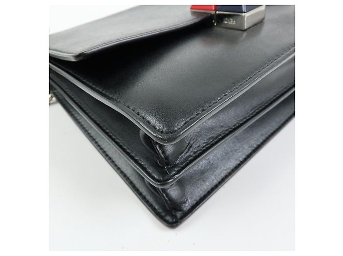 FENDI Kan I Mini Borsa a tracolla e spalla in pelle con catena Nero 8M0381 - vista 10