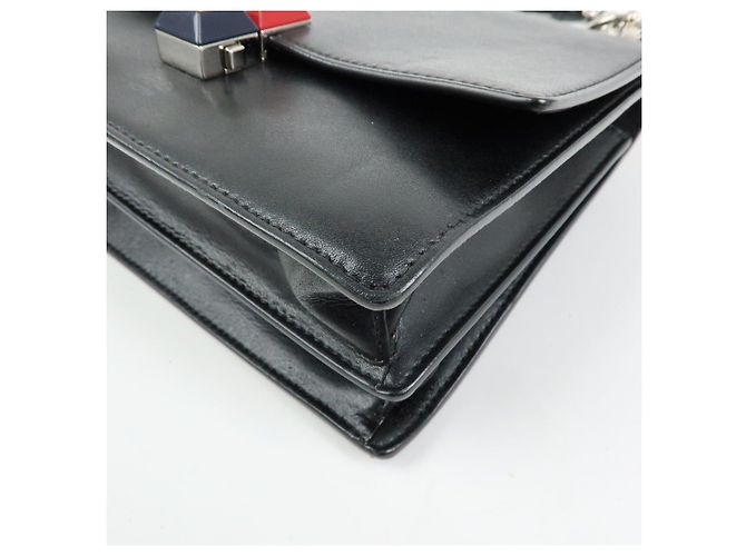 FENDI Kan I Mini Borsa a tracolla e spalla in pelle con catena Nero 8M0381 - vista 11
