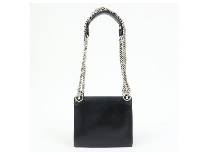 FENDI Kan I Mini Borsa a tracolla e spalla in pelle con catena Nero 8M0381 - vista 2