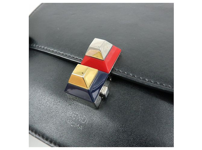 FENDI Kan I Mini Borsa a tracolla e spalla in pelle con catena Nero 8M0381 - vista 20