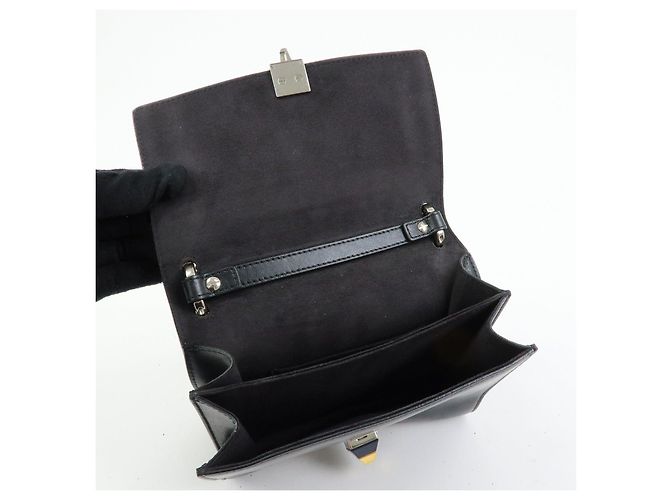 FENDI Kan I Mini Borsa a tracolla e spalla in pelle con catena Nero 8M0381 - vista 21