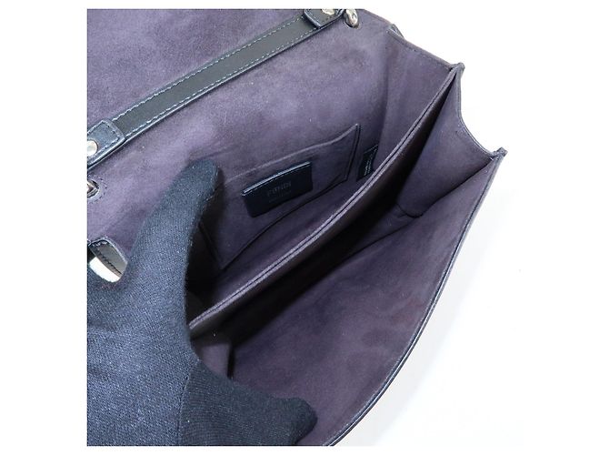 FENDI Kan I Mini Borsa a tracolla e spalla in pelle con catena Nero 8M0381 - vista 23