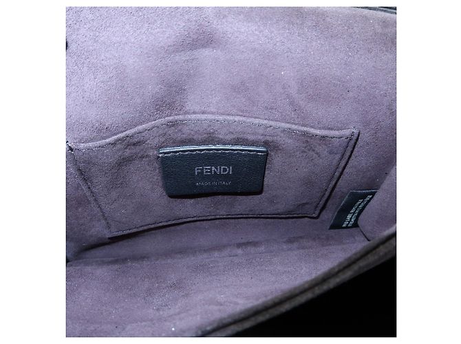 FENDI Kan I Mini Borsa a tracolla e spalla in pelle con catena Nero 8M0381 - vista 24