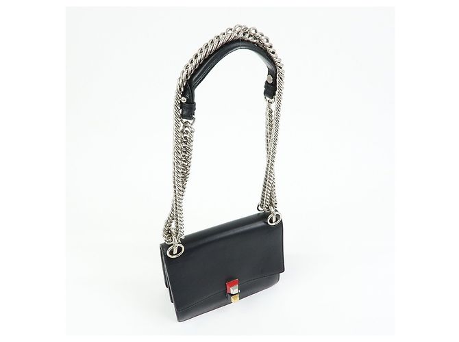 FENDI Kan I Mini Borsa a tracolla e spalla in pelle con catena Nero 8M0381 - vista 4