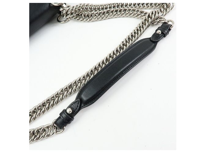 FENDI Kan I Mini Borsa a tracolla e spalla in pelle con catena Nero 8M0381 - vista 7