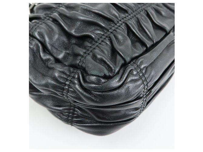 Borsa a tracolla PRADA in pelle Nappa con logo e catena raccolta Nero - vista 11