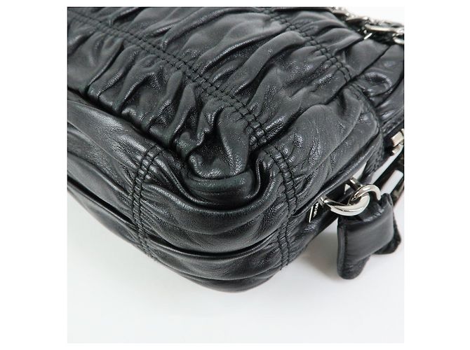 Borsa a tracolla PRADA in pelle Nappa con logo e catena raccolta Nero - vista 12