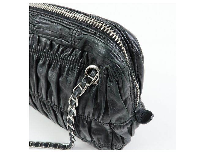 Borsa a tracolla PRADA in pelle Nappa con logo e catena raccolta Nero - vista 14