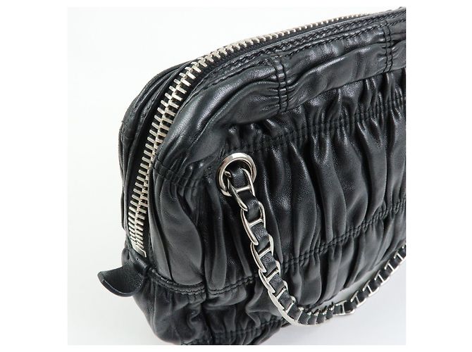 Borsa a tracolla PRADA in pelle Nappa con logo e catena raccolta Nero - vista 15