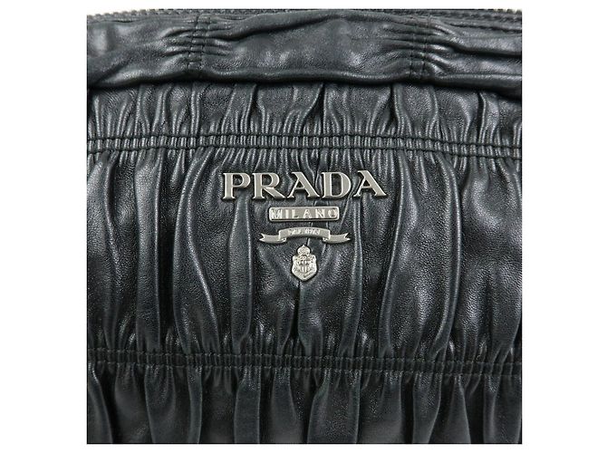 Borsa a tracolla PRADA in pelle Nappa con logo e catena raccolta Nero - vista 20
