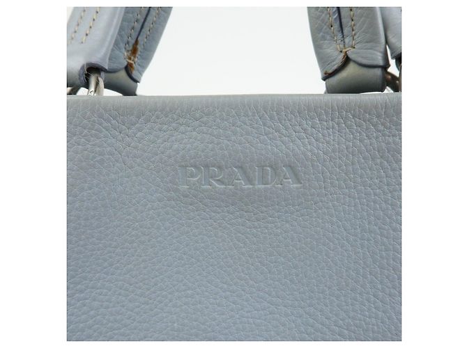 Borsa Tote e Borsa a Mano PRADA in pelle Vitello Daino Azzurro BR2252 - vista 17