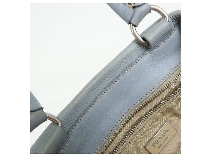 Borsa Tote e Borsa a Mano PRADA in pelle Vitello Daino Azzurro BR2252 - vista 20