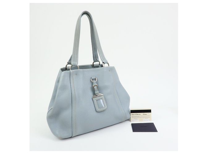 Borsa Tote e Borsa a Mano PRADA in pelle Vitello Daino Azzurro BR2252 - vista 24