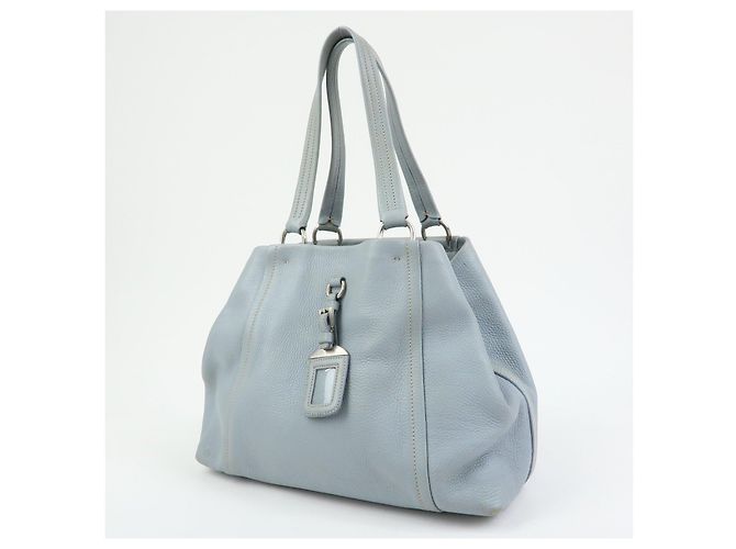 Borsa Tote e Borsa a Mano PRADA in pelle Vitello Daino Azzurro BR2252 - vista 3