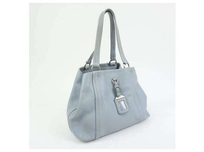 Borsa Tote e Borsa a Mano PRADA in pelle Vitello Daino Azzurro BR2252 - vista 4