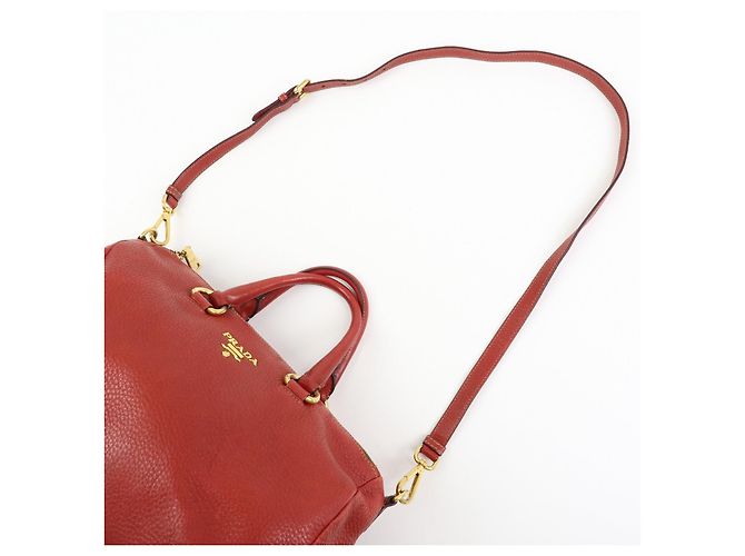 Borsa 2Way in pelle di vitello con logo PRADA Borsa a mano Borsa a tracolla Rossa - vista 6