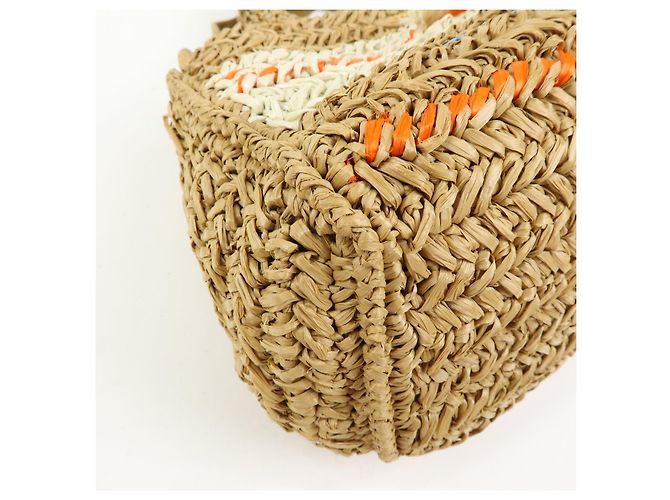 Borsa 2Way PRADA Canapa Triangle Logo Tricot Raffia Camel Orange 1BG153 - vista 10