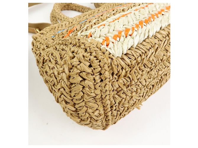 Borsa 2Way PRADA Canapa Triangle Logo Tricot Raffia Camel Orange 1BG153 - vista 12
