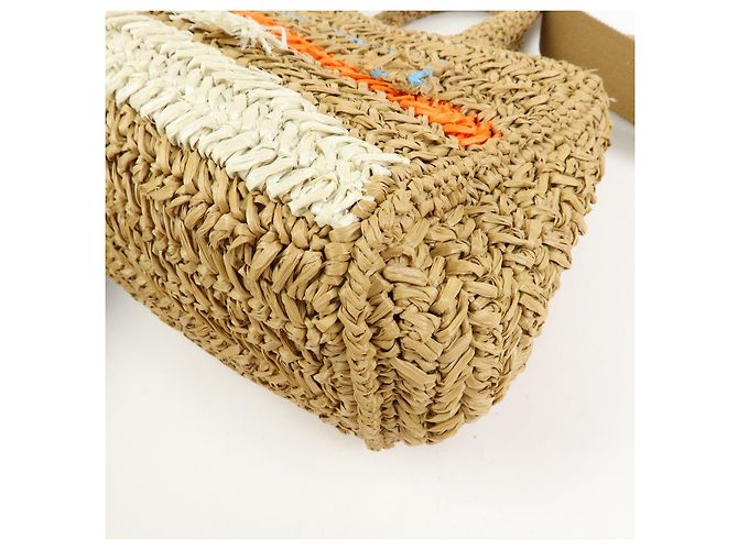 Borsa 2Way PRADA Canapa Triangle Logo Tricot Raffia Camel Orange 1BG153 - vista 13