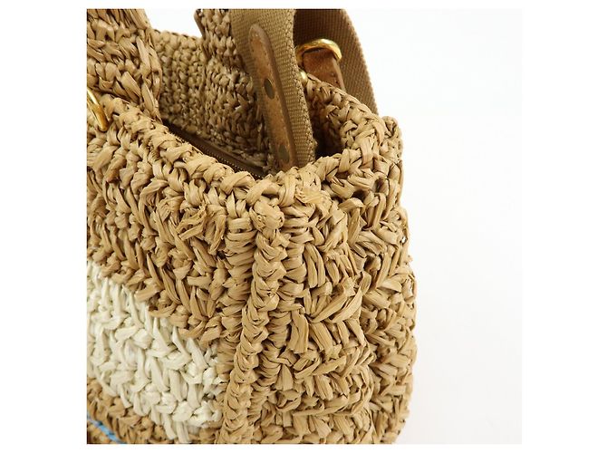 Borsa 2Way PRADA Canapa Triangle Logo Tricot Raffia Camel Orange 1BG153 - vista 14