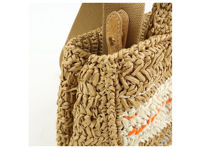 Borsa 2Way PRADA Canapa Triangle Logo Tricot Raffia Camel Orange 1BG153 - vista 15