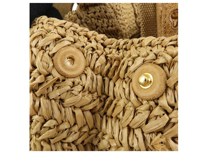 Borsa 2Way PRADA Canapa Triangle Logo Tricot Raffia Camel Orange 1BG153 - vista 18