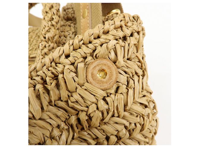 Borsa 2Way PRADA Canapa Triangle Logo Tricot Raffia Camel Orange 1BG153 - vista 19