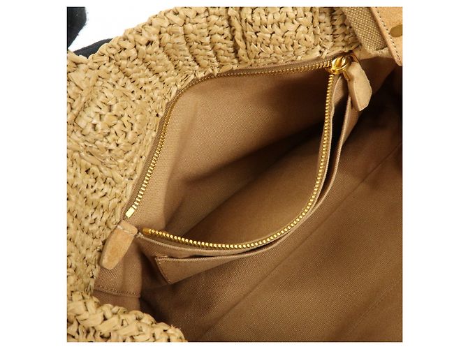 Borsa 2Way PRADA Canapa Triangle Logo Tricot Raffia Camel Orange 1BG153 - vista 21