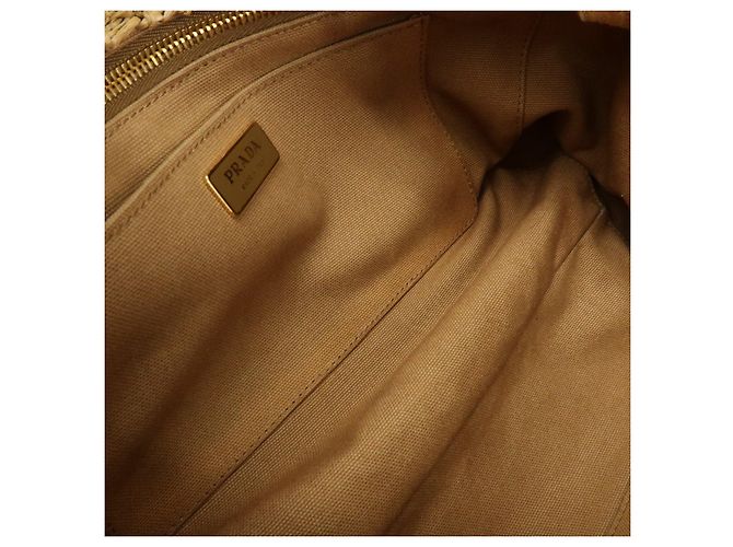 Borsa 2Way PRADA Canapa Triangle Logo Tricot Raffia Camel Orange 1BG153 - vista 22