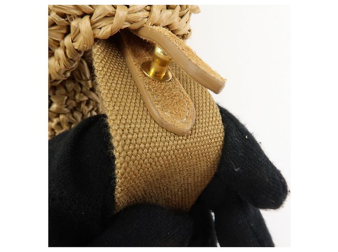 Borsa 2Way PRADA Canapa Triangle Logo Tricot Raffia Camel Orange 1BG153 - vista 7