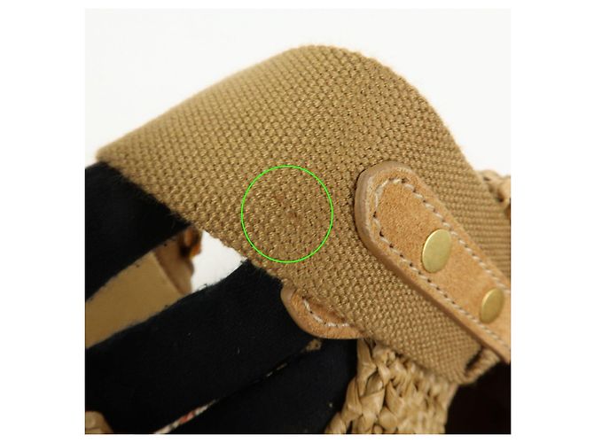 Borsa 2Way PRADA Canapa Triangle Logo Tricot Raffia Camel Orange 1BG153 - vista 8