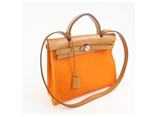 Hermès HERMES Herline Toile Officier Leather 2Way Hand Shoulder Bag □T Stamped - vista 4