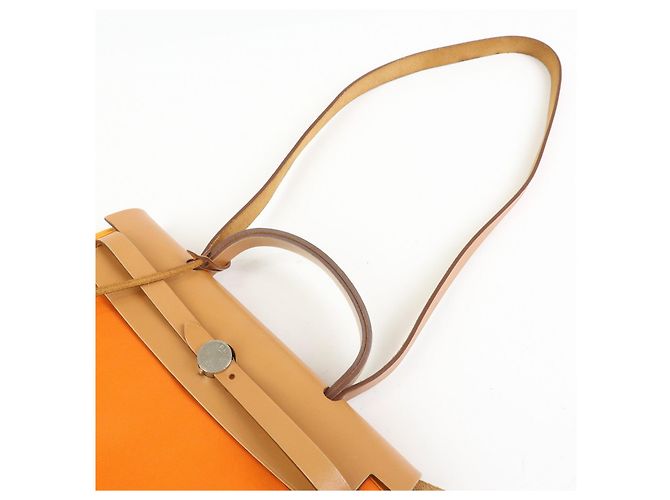 Hermès HERMES Herline Toile Officier Leather 2Way Hand Shoulder Bag □T Stamped - vista 6