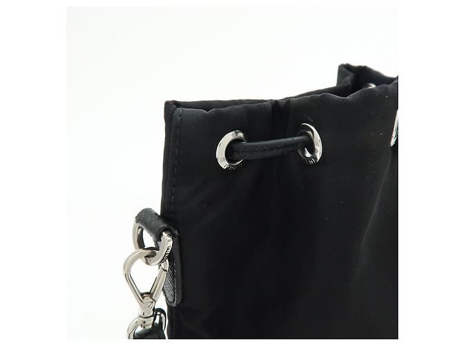 PRADA Borsa Pouch in Nylon e Pelle Saffiano con Logo Triangolare Nero 1NS369 - vista 13