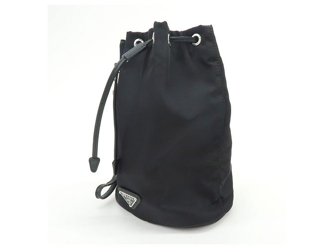 PRADA Borsa Pouch in Nylon e Pelle Saffiano con Logo Triangolare Nero 1NS369 - vista 3