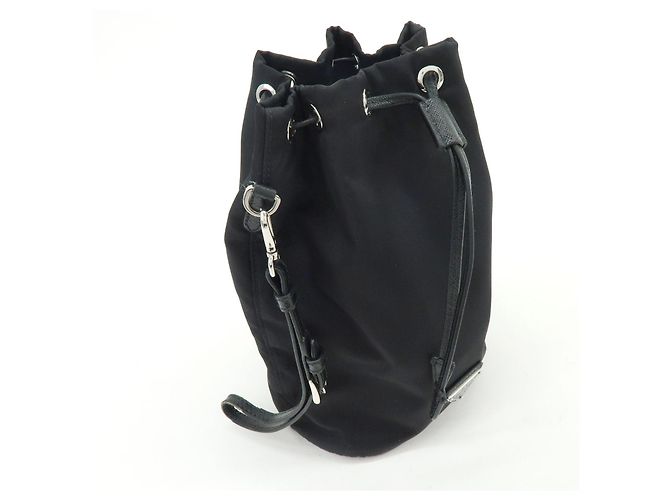 PRADA Borsa Pouch in Nylon e Pelle Saffiano con Logo Triangolare Nero 1NS369 - vista 4