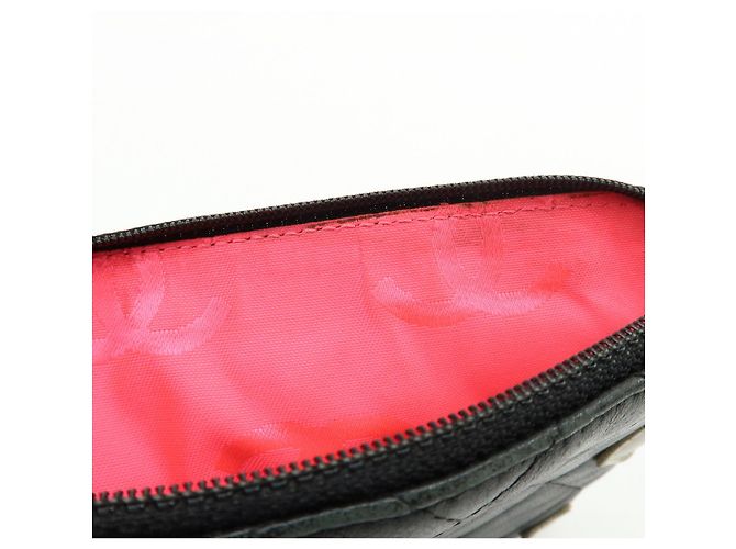 CHANEL Cambon Line COCO Mark Calf Skin Cosmetic Pouch Black White - vista 19