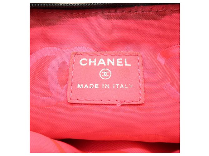 CHANEL Cambon Line COCO Mark Calf Skin Cosmetic Pouch Black White - vista 22