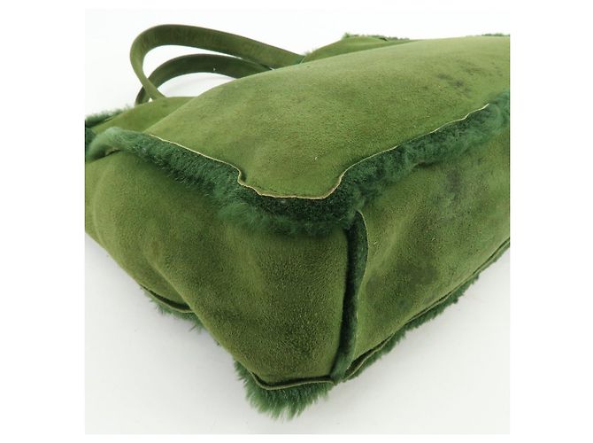 Borsa Tote CHANEL in Suede Mouton Verde - vista 10