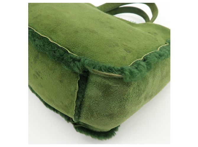 Borsa Tote CHANEL in Suede Mouton Verde - vista 11